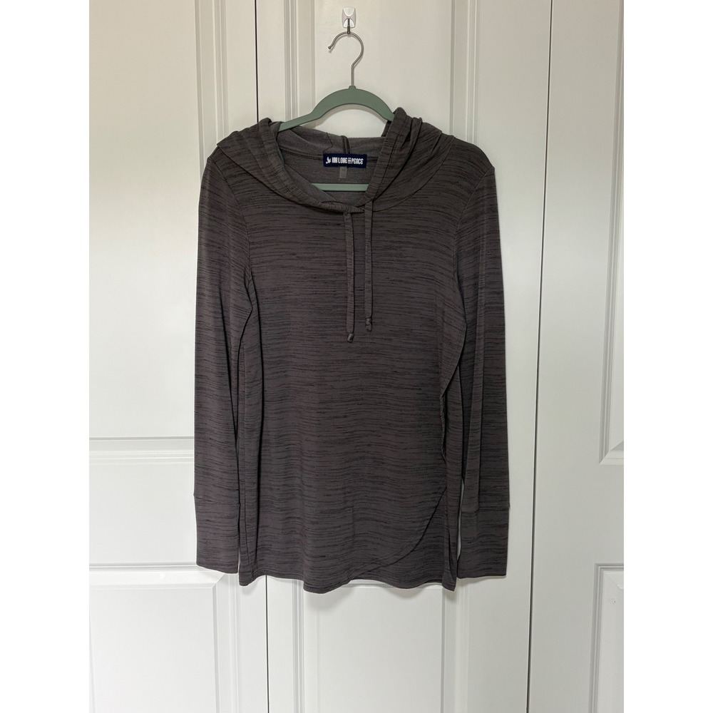 Ink Love and Peace Charcoal Space Dye Hoodie Tulip Hem Thumbholes Medium USA